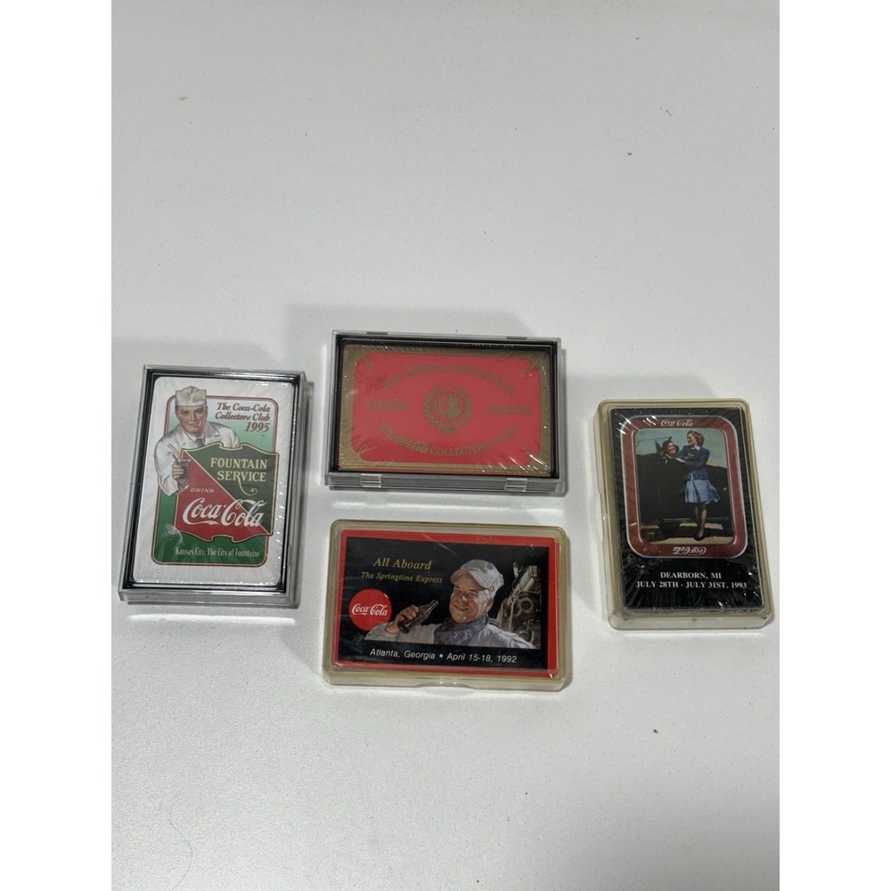 Vintage Coca Cola 4 Deck Playing Cards Collectors Club